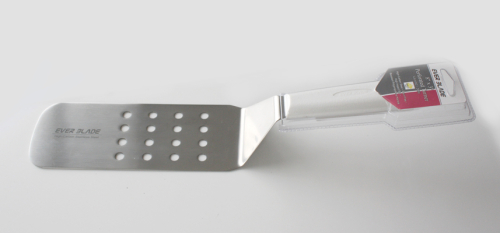 8 x 3inch Stainless Steel Perforated Turner White Handle
