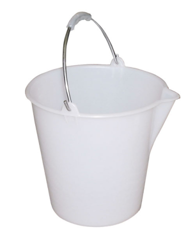 12 Litre Food Grade Plastic Bucket, White