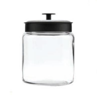 96 oz Mini Montana Glass Jar W/Black Lid Pack of 2