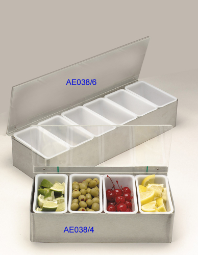 12'' 4 Compartment Condiment Holder, Stainless Steel
