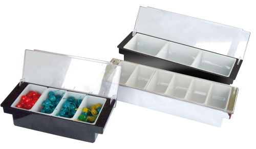 4 Compartment Condiment Holder, Chrome & Black Plastic