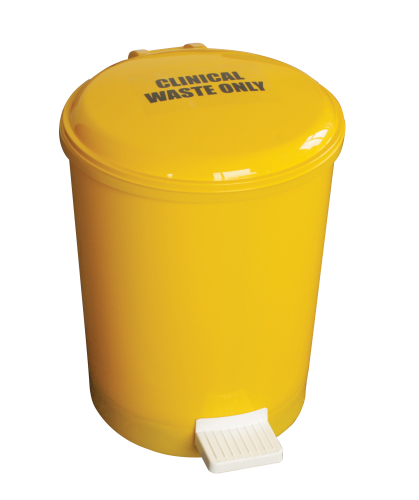 20 Litre Plastic Pedal Bin Yellow Clinical Waste Pack of 6