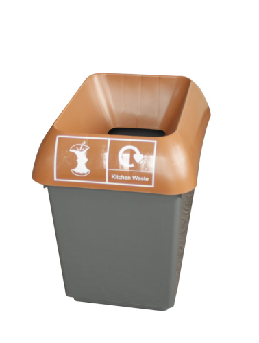 30 Litre Recycling Bin Comp with Brown Lid & Kitchen Waste Logo