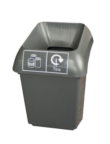 30 Litre Recycling Bin Comp with Grey Lid & Tins Logo