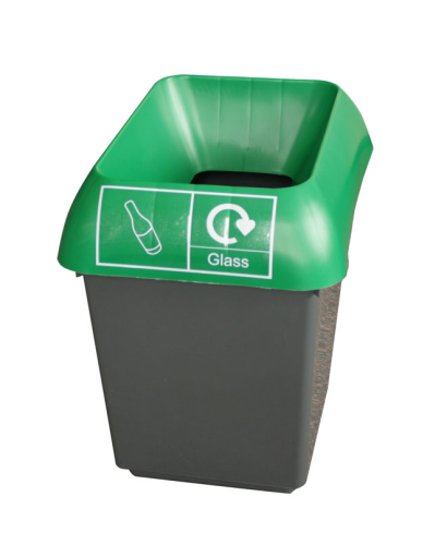 30 Litre Recycling Bin Complete with Green Lid & Glass Logo