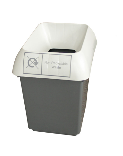 30LTR RECYCLING BIN COMP WITH LIGHT GREY LID & NON REC LOGO