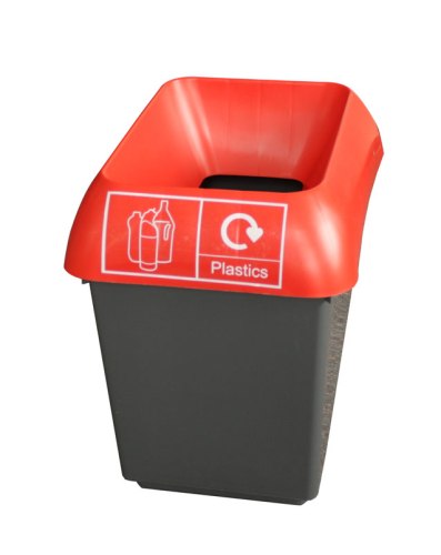 30 Litre Recycling Bin Complete with Red Lid & Plastic Logo