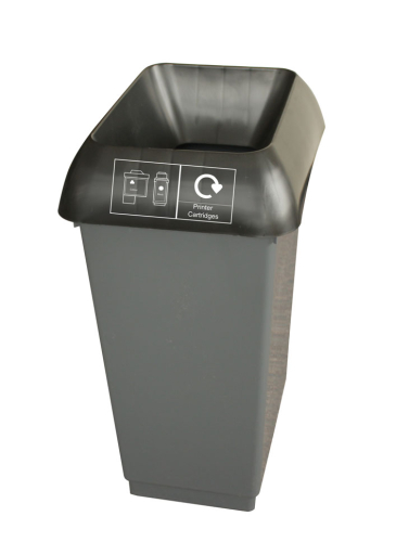 50 Litre Recycling Bin Comp With Black Lid & Printer Cart Logo