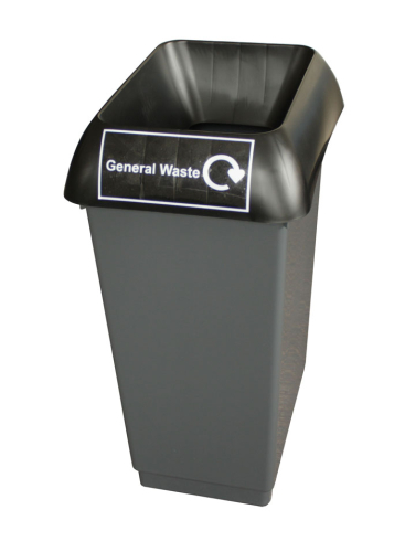 50 Litre Recycling Bin Comp With Black Lid & General Waste Logo