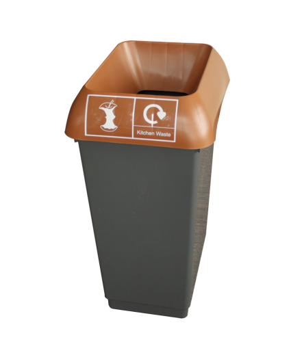 50 Litre Recycling Bin Comp with Brown Lid & Kitchen Waste Logo