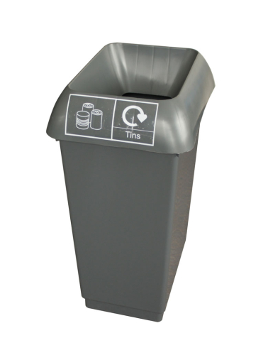 50 Litre Recycling Bin Comp with Dark Grey Lid & Tins Logo
