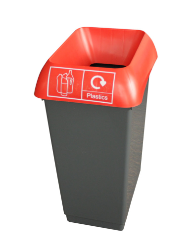 50 Litre Recycling Bin Complete with Red Lid & Plastic Logo