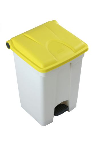 45 Litre Step On Container White Base Yellow Lid