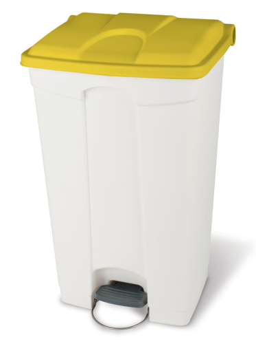 Step-On Container 90 Litre White Yellow Lid