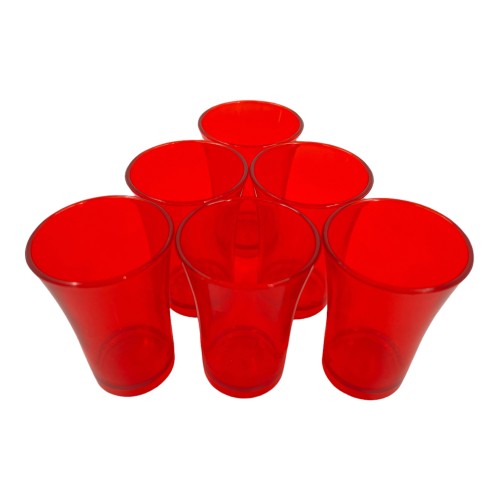 50ml Shot Glass Red Pack of 6