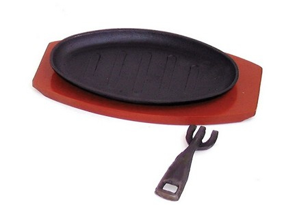 11.25inch Cast Iron Skillet Platter & Wooden Underlay