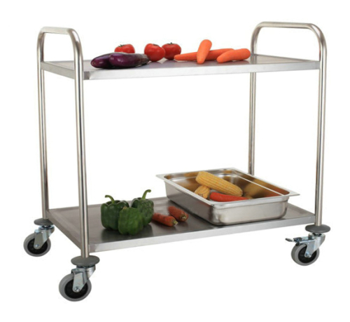 2 Tier Stainless Steel Trolley 825 x 405 x 810mm Round Tube