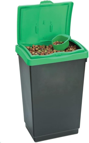48 Litre Dry Bin with Scoop Black Base Green Lid 48 Litre Dry Bin with Scoop Black Base Green Lid