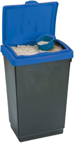 48 Litre Salt Bin with Scoop Black Base Blue Lid 48 Litre Salt Bin with Scoop Black Base Blue Lid